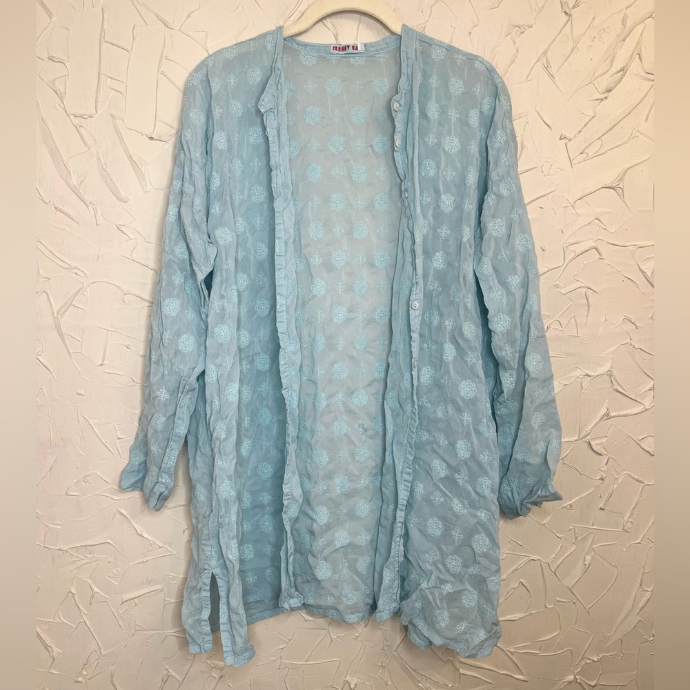 Johnny Was Turqouise Aqua Tunic XS Extra Small